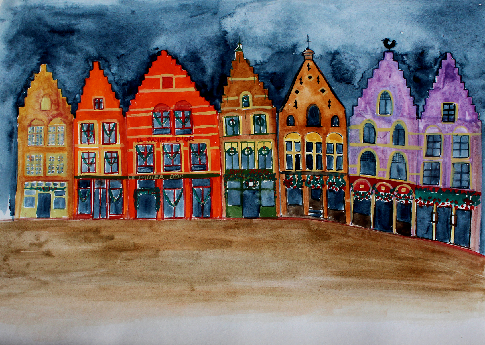 Plakát Bruggy domy na náměstí A4