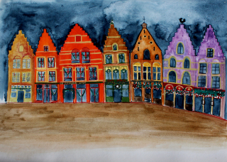 Plakát Bruggy domy na náměstí A3